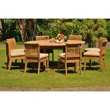 Teak Dining Set: 8 Seater 9 Pc: 72 Round Table And 8 Giva Armless Chairs Outdoor Patio Grade-A Teak Wood WholesaleTeak #WMDSGV28