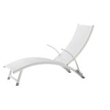 Alfresco Home Poolside Adjustable Patio Chaise Lounge in Loft White