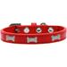 Mirage Pet 631-1 RD16 Silver Bone Widget Dog Collar Red - Size 16