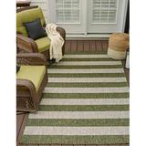 Unique Loom Distressed Stripe Indoor/Outdoor Striped Rug Green/Gray 4 1 x 6 1 Rectangle Striped Contemporary Perfect For Patio Deck Garage Entryway