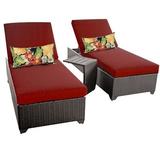 Bowery Hill Wicker/Fabric 2 Patio Lounges with Side Table in Terracotta Orange