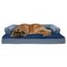 FurHaven Pet Products Plush & Decor Comfy Couch Cooling Gel Top Short Sided Sofa Pet Bed for Dogs & Cats - Diamond Blue Jumbo Plus