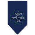 Happy St. Patricks Day Rhinestone Bandana Navy Blue Small