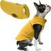 Gooby Fleece Vest - Honey Mustard Large - Warm Pullover Fleece Dog Jacket with O-Ring Leash for Small Dogs