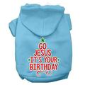 Mirage Pet 62-164 BBLMD 12 in. Go Jesus Screen Print Dog Hoodie Baby Blue - Medium