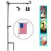 Garden Flag Stand Premium Garden Flag Pole Holder Metal Powder-Coated Weather-Proof Paint 36.5 H x 16.5 W with one Tiger Anti-Wind Clip and Two Anti-Wind Spring Stoppers (A)