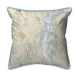 Betsy Drake HJ12280N Chesapeake Bay - Rock Hall MD & VA Nautical Map Large Corded Indoor & Outdoor Pillow - 18 x 18 in.