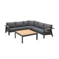 Armen Living Palau 4 Pc Outdoor Patio Sectional Set Dark Gray/Beige Fabric Cushion