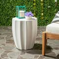 SAFAVIEH Outdoor Collection Jaslyn Concrete Accent Stool Ivory