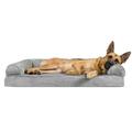 FurHaven Pet Products Faux Fur & Velvet Memory Top Sofa Pet Bed for Dogs & Cats - Smoke Gray Jumbo