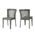 GDF Studio Bonnie Outdoor Wicker Stacking Dining Chairs Set of 2 Gray