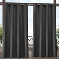 Exclusive Home Delano Heavyweight Textured Indoor/Outdoor Grommet Top Curtain Panel Pair 54 x96 Charcoal
