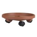 Bloem Caddy Round Plant Stand Caddy w/ Wheels Saucer Tray 14 in. Terra Cotta