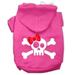 Mirage Pet Products Skull Crossbones Bow Screen Print Pet Hoodies Size 10 Bright Pink