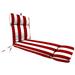 Jordan Manufacturing 72 x 22 Cabana Stripe Red Rectangular French Edge Outdoor Chaise Lounge Cushion with Ties and Hanger Loop