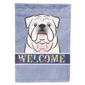 Carolines Treasures BB1406GF White English Bulldog Welcome Flag Garden Size Small multicolor