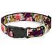Disney Pet Collar Dog Collar Plastic Buckle Rapunzel Poses Floral Collage Sketch Purple 11 to 16.5 Inches 1.0 Inch Wide