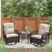 Abble Swivel Conversation 3 Piece Rattan Seating Group Set with Cushions