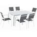 Hanover Del Mar 7-Piece Outdoor Dining Set w/ 6 Sling Chairs in Gray/White and 40 x 78 Table