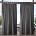 Exclusive Home Curtains Indoor/Outdoor Solid Cabana Tab Top Curtain Panel Pair 54x84 Charcoal