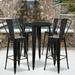 Flash Furniture Commercial Grade 30 Round Black Metal Indoor-Outdoor Bar Table Set with 4 Cafe Stools