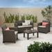 Douglas Outdoor 4 Piece Faux Wicker Rattan Style Chat Set with Cushions Brown Mixed Beige