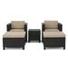 GDF Studio Raleigh Outdoor 5 Piece Fabric and Wicker Conversation Set Beige and Dark Brown