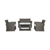 Westin Outdoor 4PC Rattan Wicker Sofa Coversation Set with Cushions UV Weather Resistant Gray/White