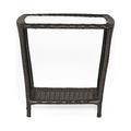 McGrath Outdoor Wicker Side Table with Glass Top Brown