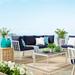 Modway Riverside 3 Piece Outdoor Patio Aluminum Sectional Sofa Set in White Navy