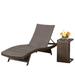 Anthony Outdoor Wicker Lounge with C-shaped Wicker Side Table Multibrown