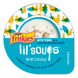 Purina Friskies Lil Soups Lickable Cat Treats Soft Tuna & Chicken Broth Snacks 1.2 oz Cups (8 Pack)