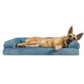 FurHaven Pet Products Faux Fur & Velvet Memory Top Sofa Pet Bed for Dogs & Cats - Harbor Blue Jumbo