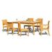 Teak Dining Set:6 Seater 7 Pc - 83 Rectangle Table 4 Armless and 2 Giva Arm / Captain Chairs Outdoor Patio Grade-A Teak Wood WholesaleTeak #WMDSGVa