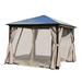 ALEKO GZBHR03 Aluminum Frame and Poly-carbonate Roof Gazebo with Removable Mesh Walls and Curtains - 10 x 10 Feet - Brown