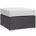 White Convene Outdoor Patio Fabric Square Ottoman