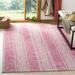 SAFAVIEH Courtyard Robert Striped Indoor/Outdoor Area Rug 6 7 x 6 7 Square Light Grey/Fuchsia