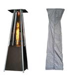 SUNHEAT International Contemporary Square Design Portable Propane Patio Heater Golden Hammered with Square Patio Heater Cover