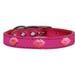 Mirage Pet 83-74 PkM14 Pink Glitter Lips Widget Genuine Metallic Leather Dog Collar - Pink Size 14