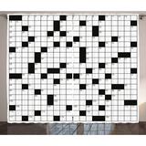 Word Search Puzzle Curtains 2 Panels Set Classical Crossword Puzzle with Black and White Boxes and Numbers Window Drapes for Living Room Bedroom 108W X 63L Inches Black and White by Ambesonne