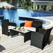 Costway 4PCS Outdoor Patio Rattan Furniture Conversation Set Cushioned Sofa Coffee Table