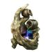 Hi-Line Gift Ltd. Two Jugs and Tree Trunk Indoor/Outdoor Fountain with RGB LED Lights