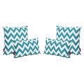 4-Piece Sky Blue and White Chevron Outdoor Rectangular Throw Pillows 18.5