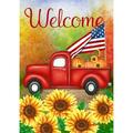 Toland Home Garden Welcome Harvest Truck Patriotic Fall Flag Double Sided 12x18 Inch