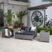 Cascada Outdoor 6 Piece Wicker Club Chair and Ottoman Set with Cushions Dark Grey Mixed Black