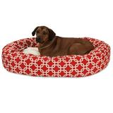 Majestic Pet Sherpa Links Bagel Pet Bed for Dogs Calming Dog Bed Washable Extra Large Red