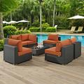 Modway Sojourn 7 Piece Outdoor Patio SunbrellaÂ® Sectional Set in Canvas Tuscan