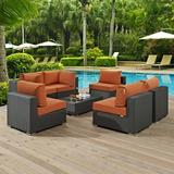 Modway Sojourn 7 Piece Outdoor Patio Sunbrella? Sectional Set in Canvas Tuscan
