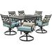 Hanover Montclair 7 Pcs Steel Outdoor Dining Set Ocean Blue Seats 6