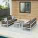 Bridget Outdoor 3-Piece Aluminum Sofa Set with Cushions Khaki